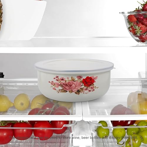 Miniatura 9 de DOITOOL Cuencos esmaltados con tapas: 5 cuencos de almacenamiento anidables con tapas, esmalte helado ensaladas preparadas tazón de metal para