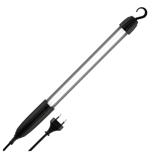 REV Handlampe - Werkstattlampe mit Aufhängehaken, 5m Kabel - ideal für Werkstatt & KFZ, 5W, 400lm, IP20, schwarz