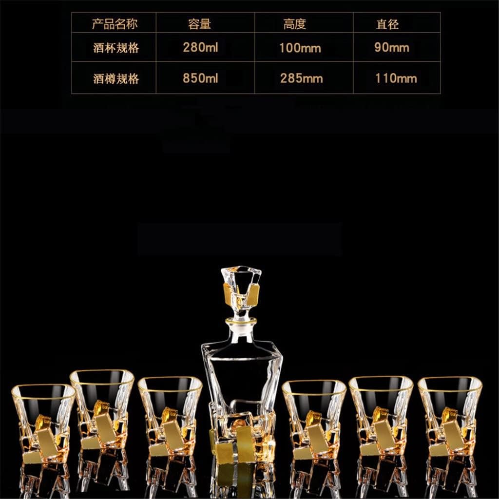 Luxurys Gold-painted Whisky Bottle Set Creative Crystal Glass Beer Glass(D)
