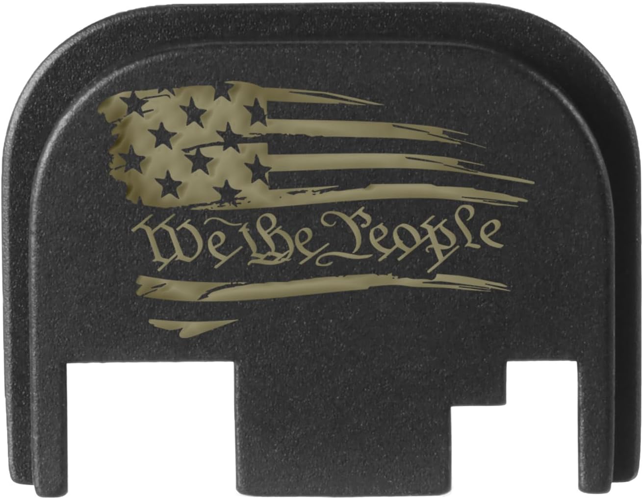 NDZ Performance Gen 1-4 Rear Slide Cover Plate for Glock 9mm .40 .357 .45 Black Aluminum with Color Filled Laser Engraved US Flag Images - Choose Image & Color
