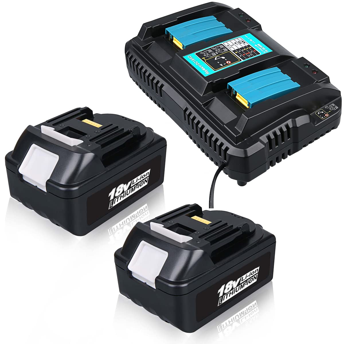 2x 18V 5.5Ah Li-ion Battery Replacement for Makita Battery BL1860B BL1850B BL1840B BL1830B BL1820B BL1815N Compatible with all Makita 18V Batteries Cordless Tools