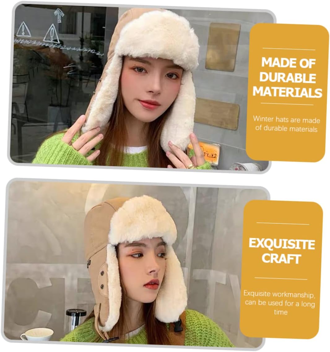 Holibanna Riding Warm Hat Winter Outdoor Protective Headwear Windproof and Warm Beanie for Men and Women Yellow