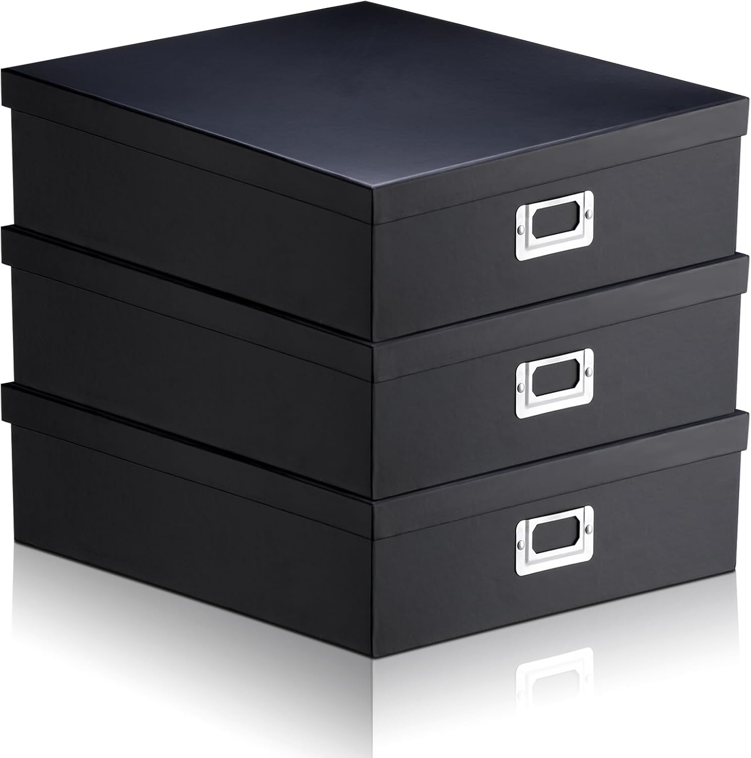 Nosiny 3 Pcs Jumbo Scrapbook Storage Box 14.75 x 13 x 3.75 Inch Photo Keepsake Storage Cases Document Photo Organizer Letter with Lid Memories Picture Album Keeper