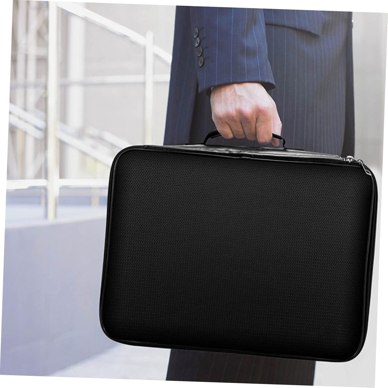 Bolsa Ignífuga para Documentos Negra, Portátil Cremallera