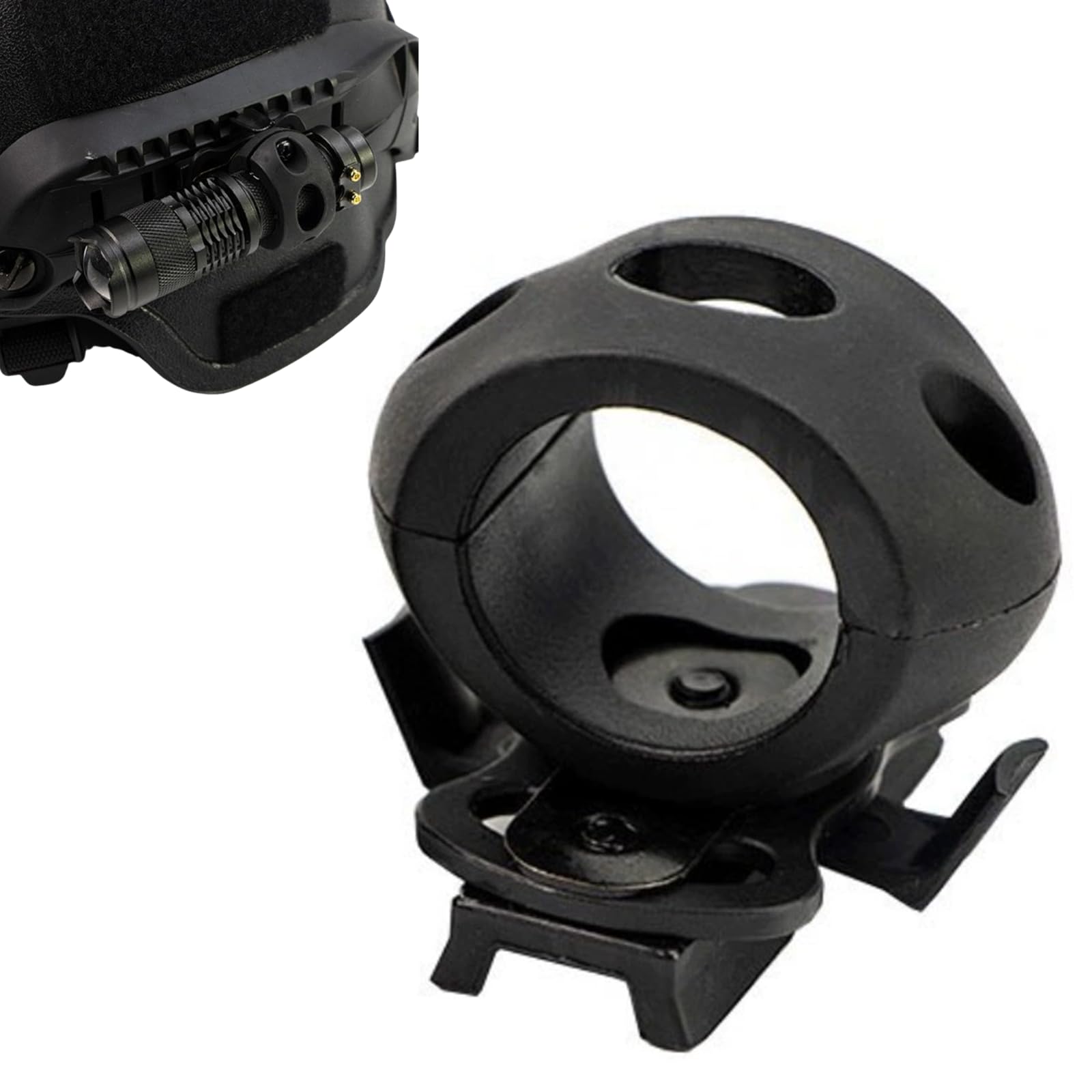 DKJEkdje 1 Pcs Helmet Flashlight Holder Mount Professional Tactical Flashlight Bracket, Quick Release Clamp for Tactical Accessories(Black)