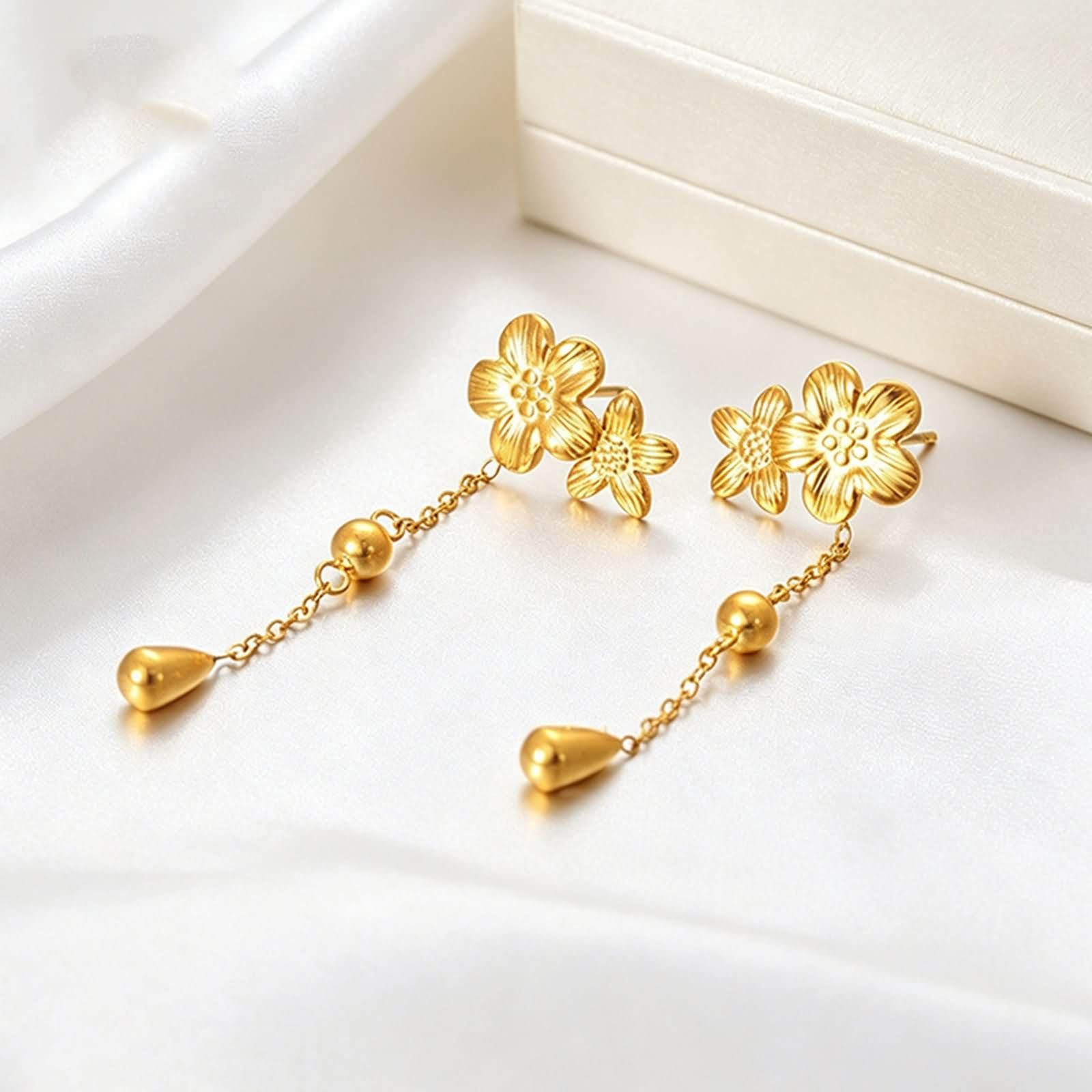 Pendientes colgantes de oro amarillo de 9 K, 14 y 18 quilates para mujer
