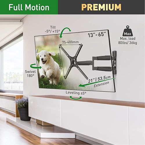 Miniatura 2 de Barkan Soporte de pared para TV, articulado de movimiento completo de 13 a 65 pulgadas, soporte de pantalla plana  curva de 4 movimientos, hasta 80