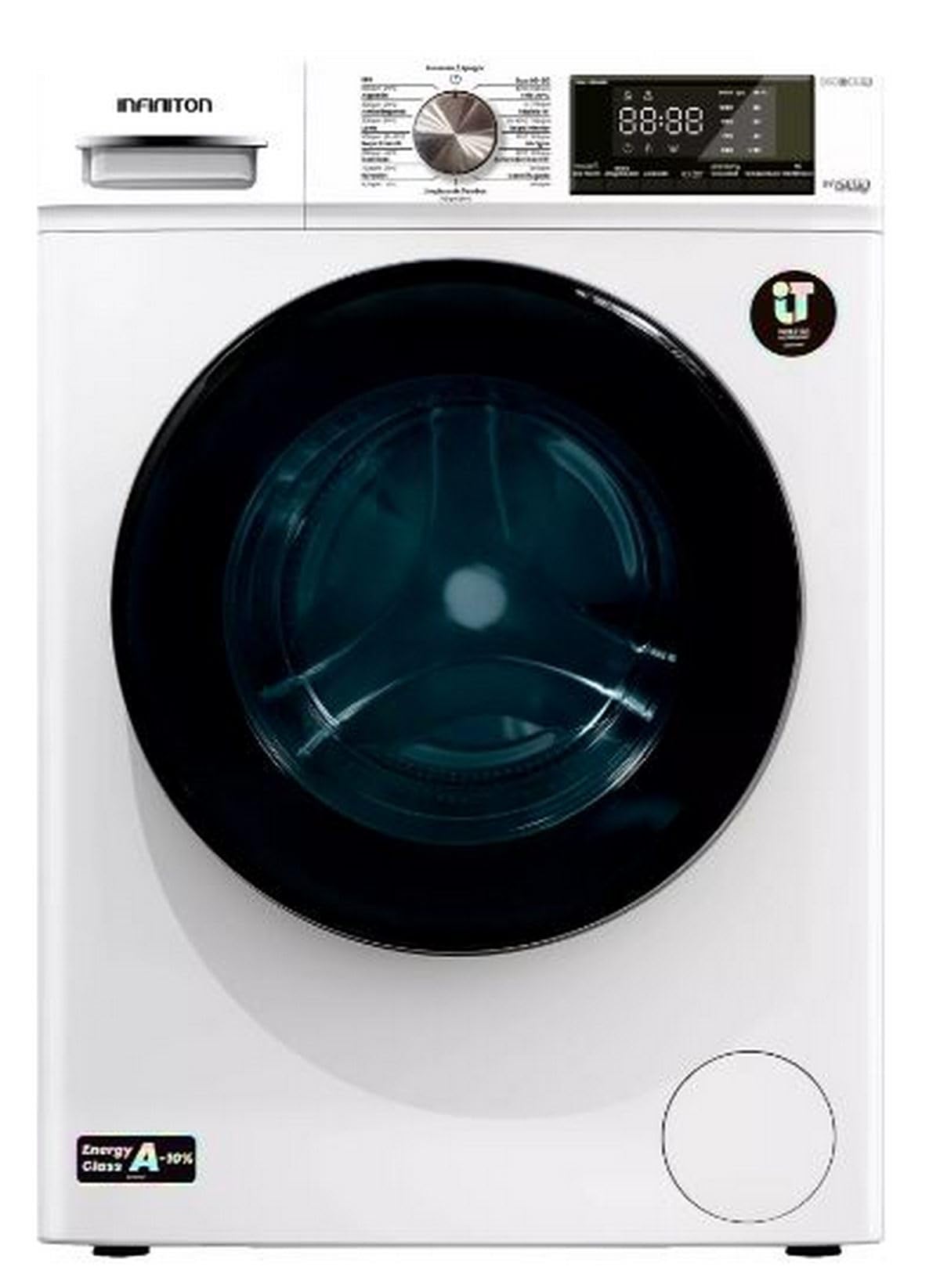 LAVADORA INFINITON WM-S84ABN, 8 KG, 1400 rpm, A, INVERTER, Cesto de acero inoxidable, Silent Mode, 15 Programas, Carga Frontal (Blanco || WM-S84ABN)