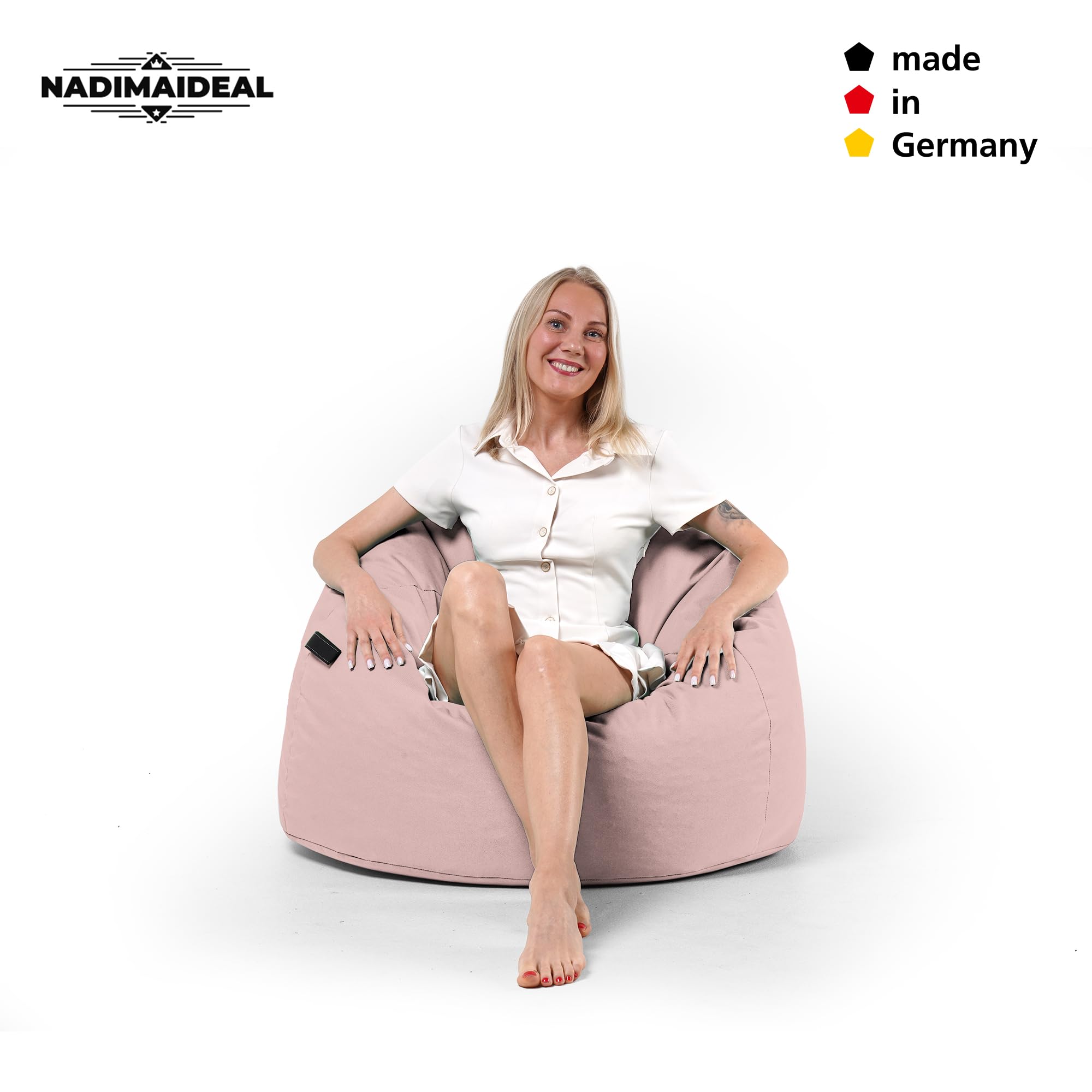 Sitzsack Tropfenform Kastanie | Bodenkissen für Kinder & Erwachsene | Indoor & Outdoor | Gaming Sitzsack - Sitzkissen - Beanbag | Füllung EPS Perlen (Puderrosa, XL-Durchmesser 77 cm)