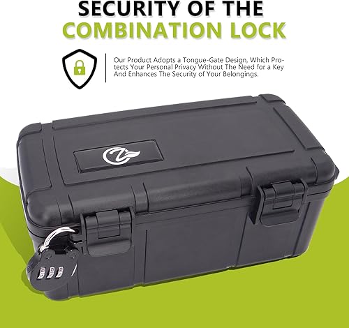 Miniatura 5 de OZCHIN Caja de almacenamiento negra resistente con cerradura de combinación, caja de almacenamiento de plástico ABS, gran regalo de Navidad para