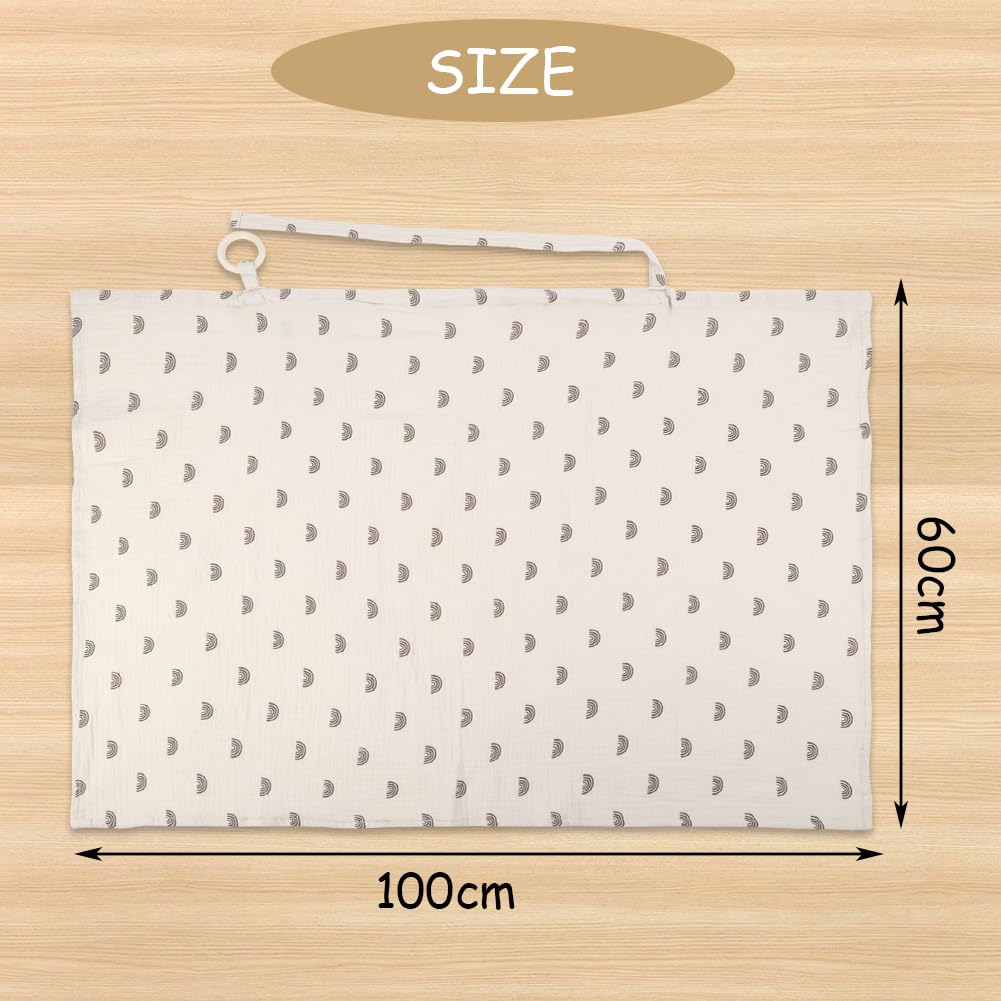 Aolso Tablier Allaitement, Couverture d'allaitement en mousseline pour bébé,Grande housse d'allaitement, Couverture d'allaitement en Coton Cape Allaitement Avec anneau rigide(Arc-en-ciel Kaki)