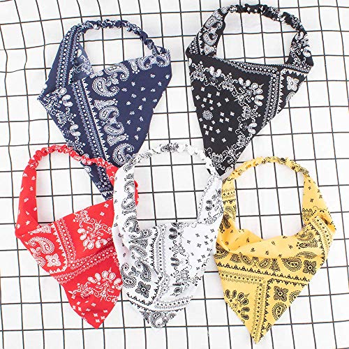Tobatoba Hair Scarf Headband, 5 Pack Paisley Hair Bandanas For Women, Chiffon Head Kerchief Headband, Elastic Bandanas Head Wrap Triangle Hair Scarf For Women Girls Fashion Hair Accessories For Women #TOP1