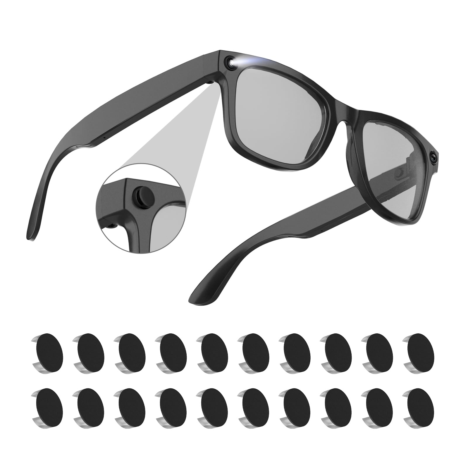 20PCS LED Light Cover Compatible with Ray-Ban Meta Smart Glasses Wayfarer Skyler Headliner Display Oakley Meta HSTN Blayzer Optics Scriber Optics, Low-Viscosity and Replaceable LED Light Covers