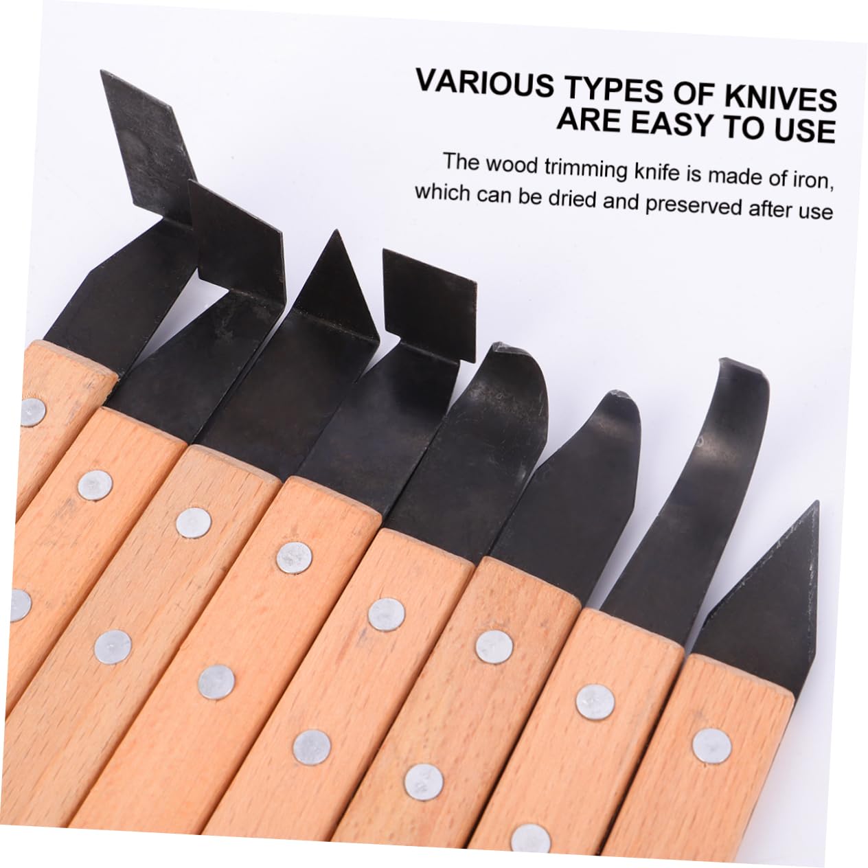 HOMSFOU Set di 8 Utensili per Modellare Argilla in Acciaio Inox Nero | Impugnatura Ergonomica in Legno, Strumenti per Scultura e Rifinitura, Lama per Lavorazioni Precise Colore Casuale