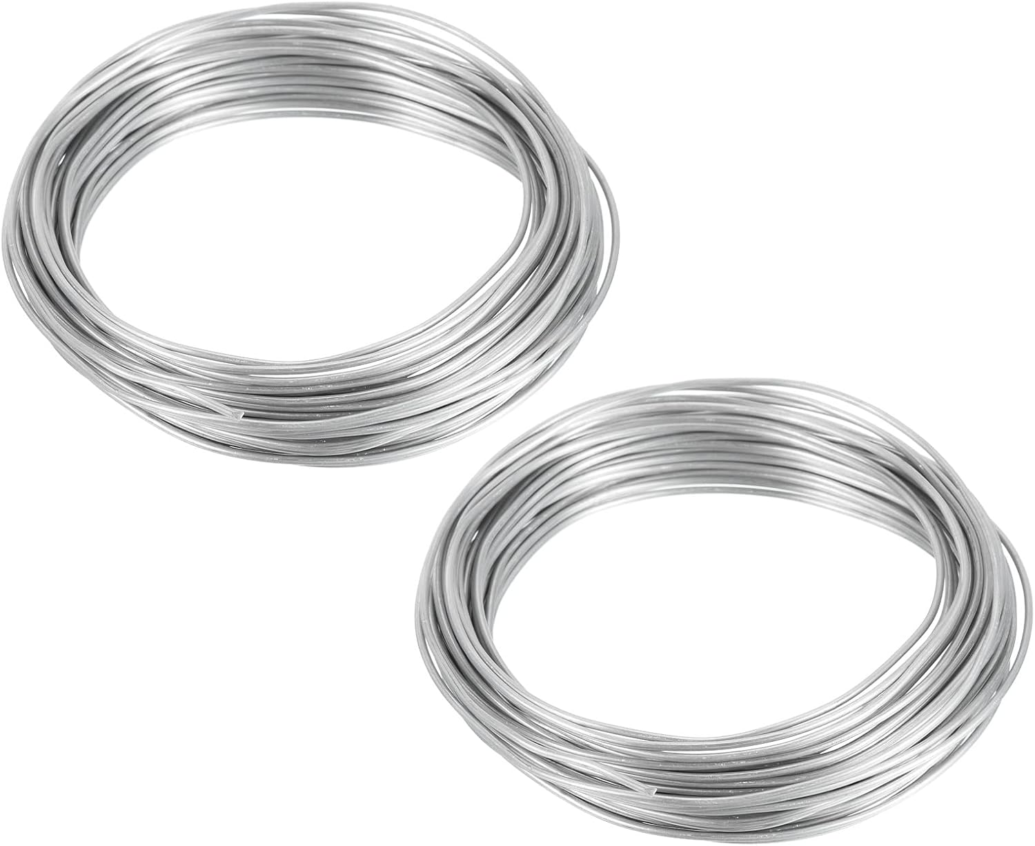 PATIKIL 1.5mm Bonsai Training Wire, 2 Rolls Floral Wire Stems Anodized Aluminum Tree Wire 65.6 Feet Total for Gardening Branch Fixing, Silver Tone