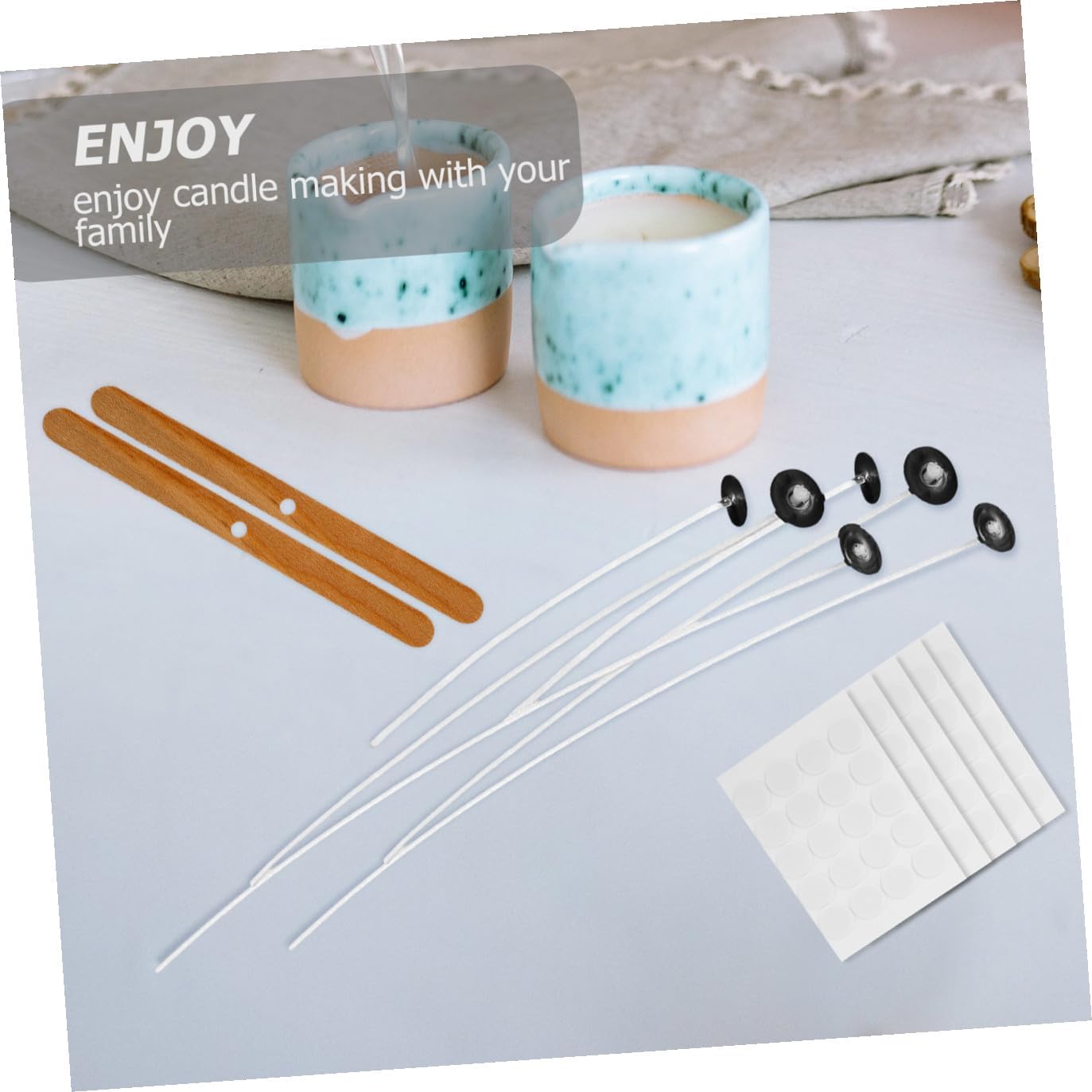 Holibanna DIY Candle Craft Tool Kit with Wooden Wick Holders for Making