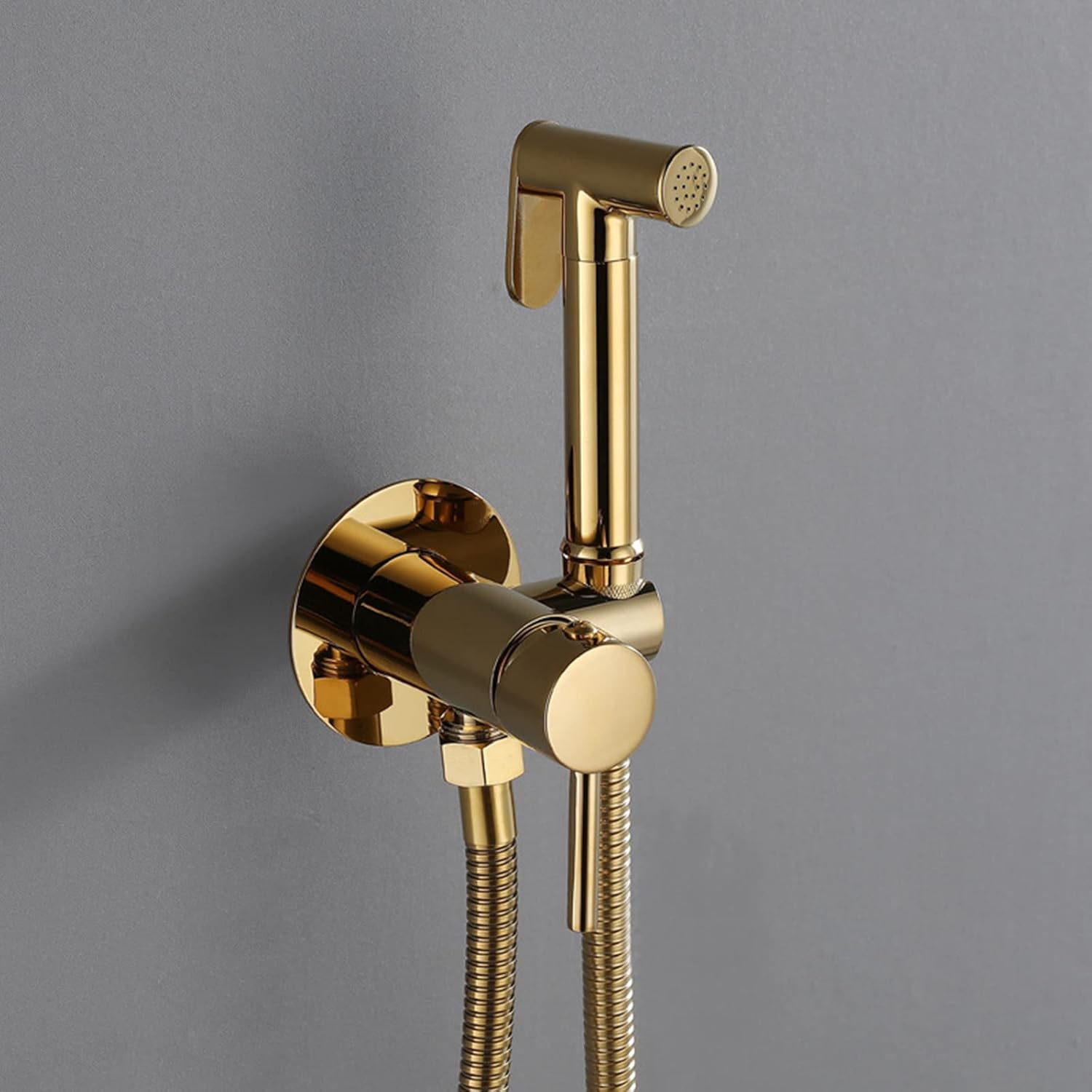 Wall Mounted Toilet Shower Spray Mixer Set Brushed Gold Hot and Cold Bidet Sprayer Kit for Toilet with Shower Hose Bidet Attachment Faucet Sprayer Kit for Toilet