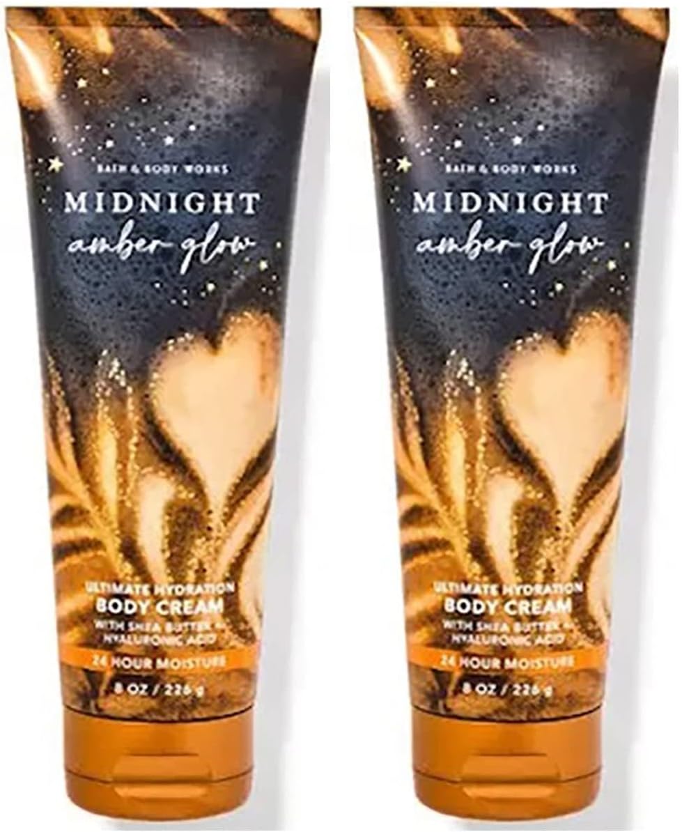 Bath & Body Works Midnight Amber Glow Ultimate Hydration Body Cream For Women 8 Fl Oz 2- Pack (Midnight Amber Glow), 8.0 ounces