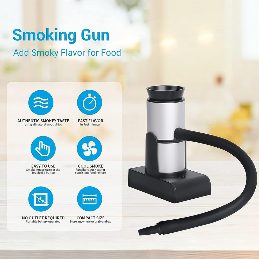 Kit de pistola de ahumar portátil para cócteles, carne, barbacoas y queso con aserrín y accesorios para uso en interiores, herramienta perfecta para ahumar bebidas