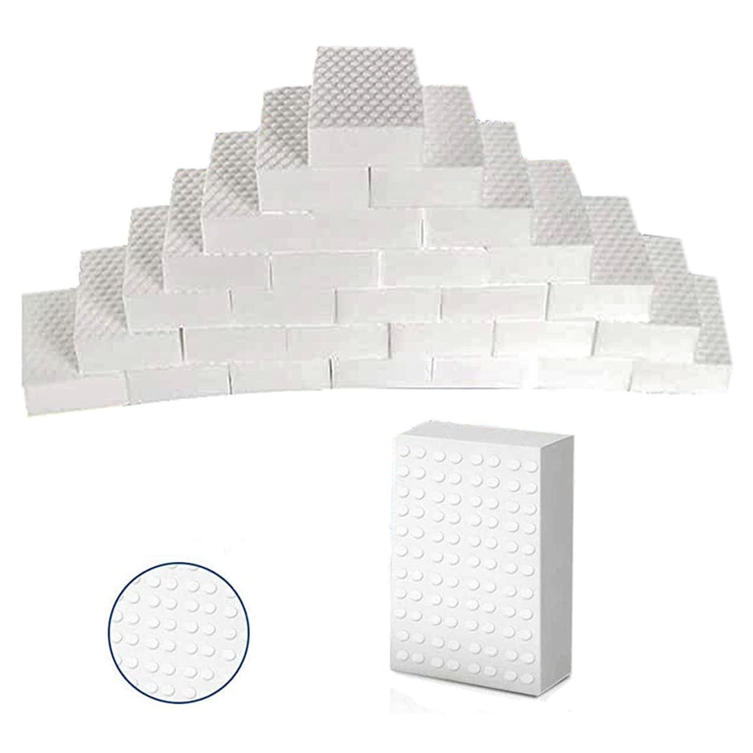 メラミンスポンジ セット メラミンすぽんじ 業務用 圧縮 melamine sponge 2倍圧縮タイプ 抗菌 洗剤いらない 油汚れ/台所/水槽/キッチン/お風呂掃除用スポンジ キューブ 汚れ落とし ホワイト (10x6x2cm) 大容量パック (10)