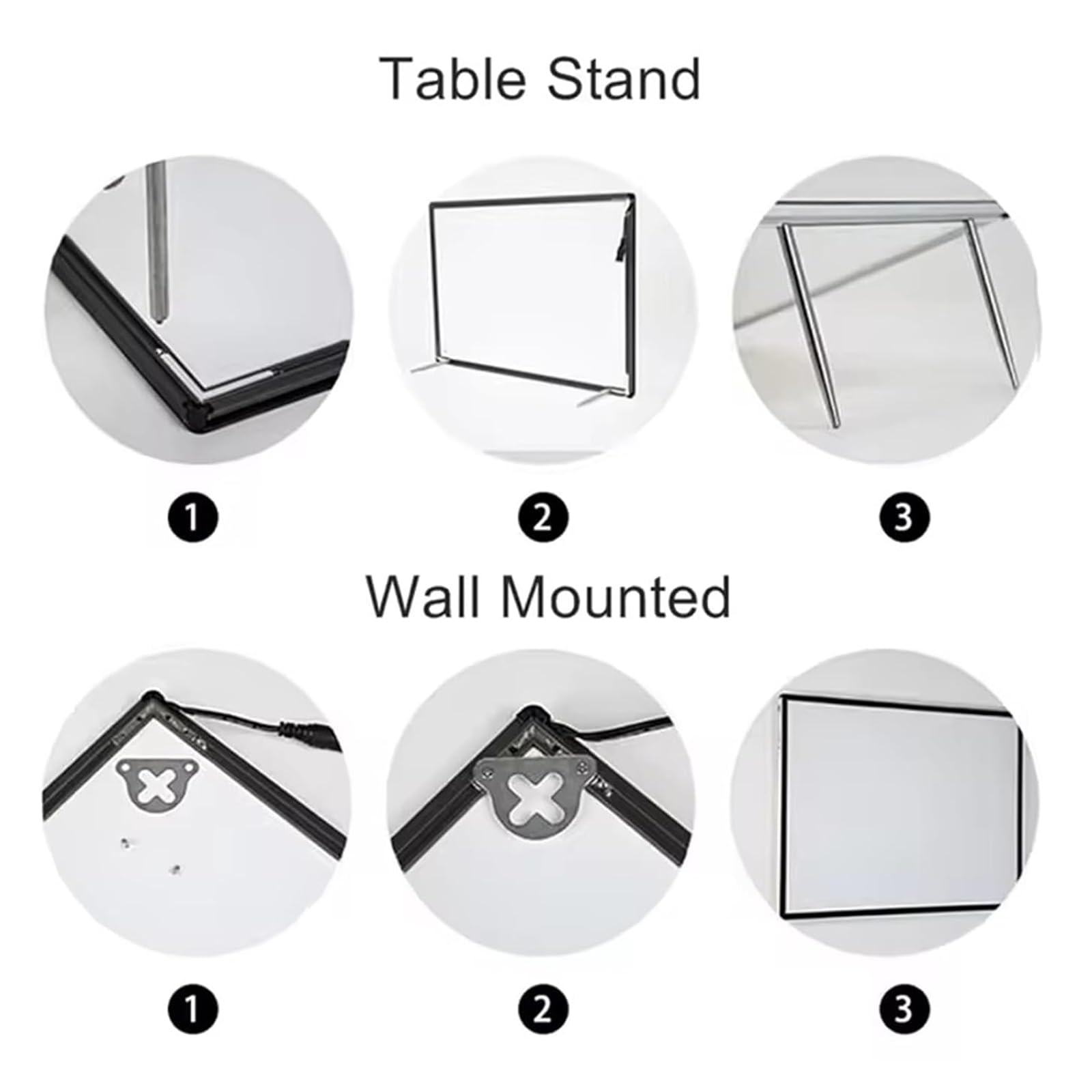 Caja de Luz LED Publicitaria Ultra-Delgada, Marco de Póster Retroiluminado con Diseño Extraíble, Pantalla LED Brillante para Pared, Escritorio o Colgar, Perfecto para Comercio, Cine, Restaurante, A1