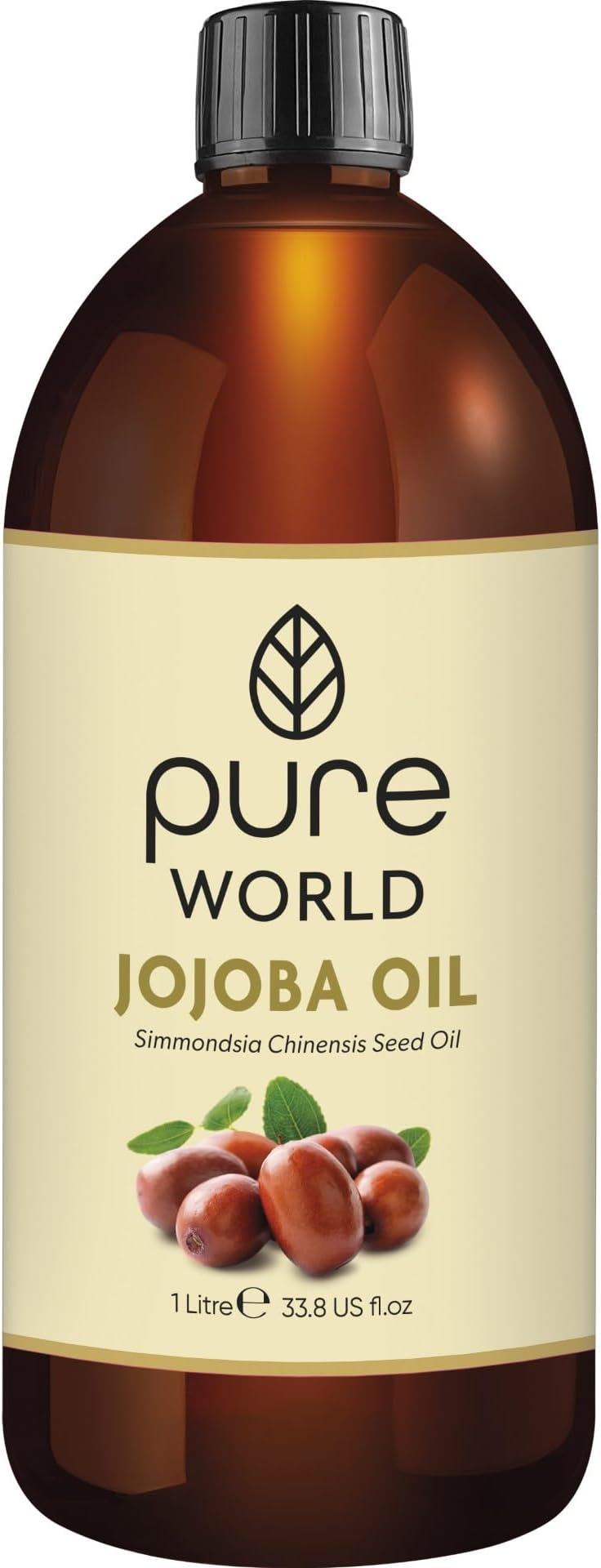 Pure World Jojoba Oil 100% Pure and Undiluted 1 Litre 1000ml. Cold and Freshly Pressed Premium Quality Jojoba Oil – Skin, Nails, Body and Face, Vegan