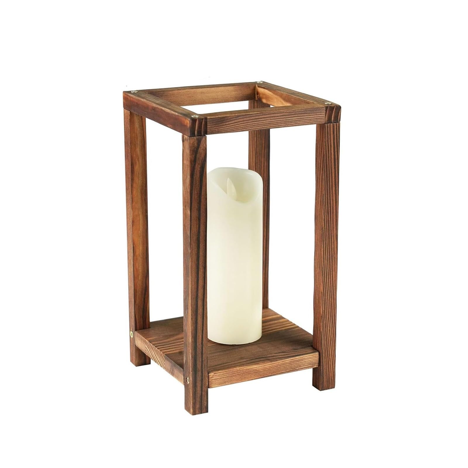 Rustic Farmhouse Wooden Lantern Candle Holder, Open Frame Pillar Candle Stand for Wedding Centerpieces, Farmhouse Home Decor & Party Decorations