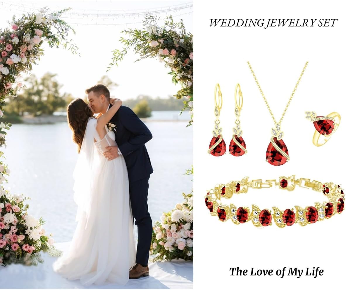 Wedding Jewelry Set for Women Gem Necklace Earrings Bracelet Luxury Jewelry Set Birthday Valentine's Day Mother's Day Christmas Prom Jewelry Gift
