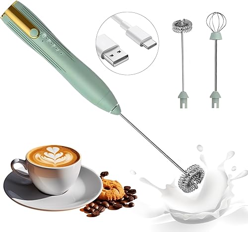 Potente espumador de leche de mano, máquina de espuma eléctrica recargable por USB para café, mini espumador de leche, mezclador de bebidas de acero