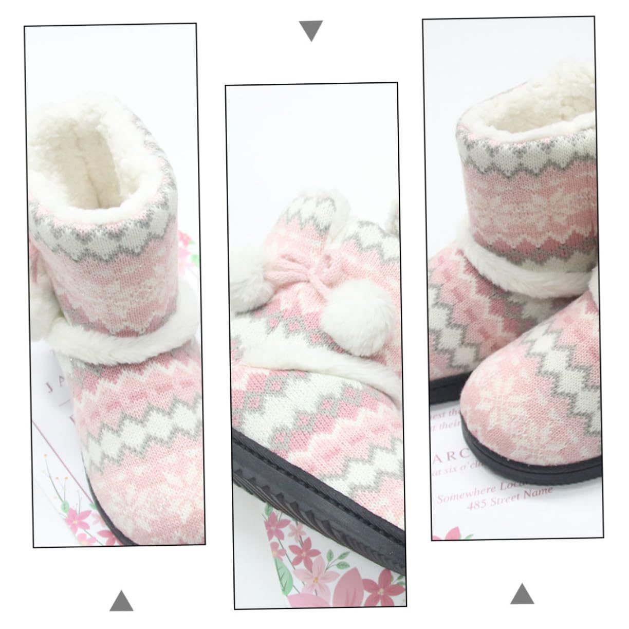 Zapatillas de Casa para Mujer Invierno con Forro de Felpa Cálido Botas de Algodón Gruesas Antideslizantes para Interiores Engrosada y Diseño Completo para los Pies Calientes
