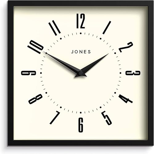 Miniatura 9 de JONES CLOCKS Reloj de pared de caja, cuadrado retro, 10 pulgadas, naranja, números fáciles de leer, reloj perfecto para cocina u oficina Naranja