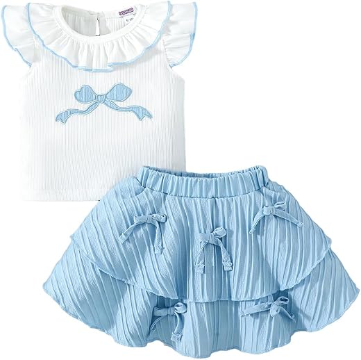 Hopscotch 2-Pc Bow Applique T-shirt & Skirt