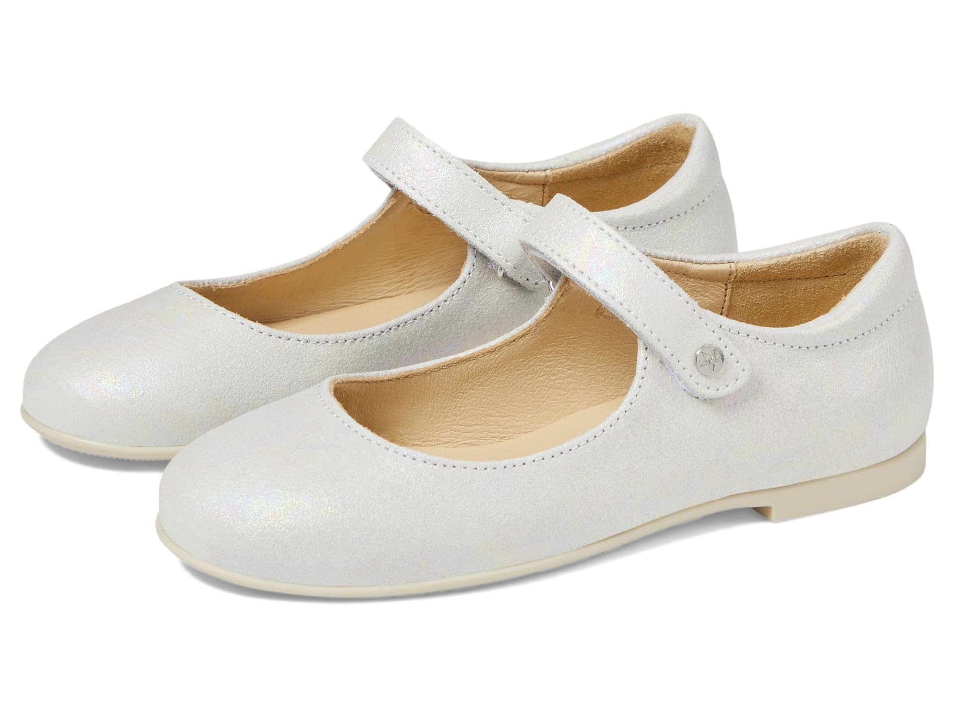 Naturino Girls Darling (Toddler/Little Kid) Mary Jane Flat, Iridescent White, 7.5