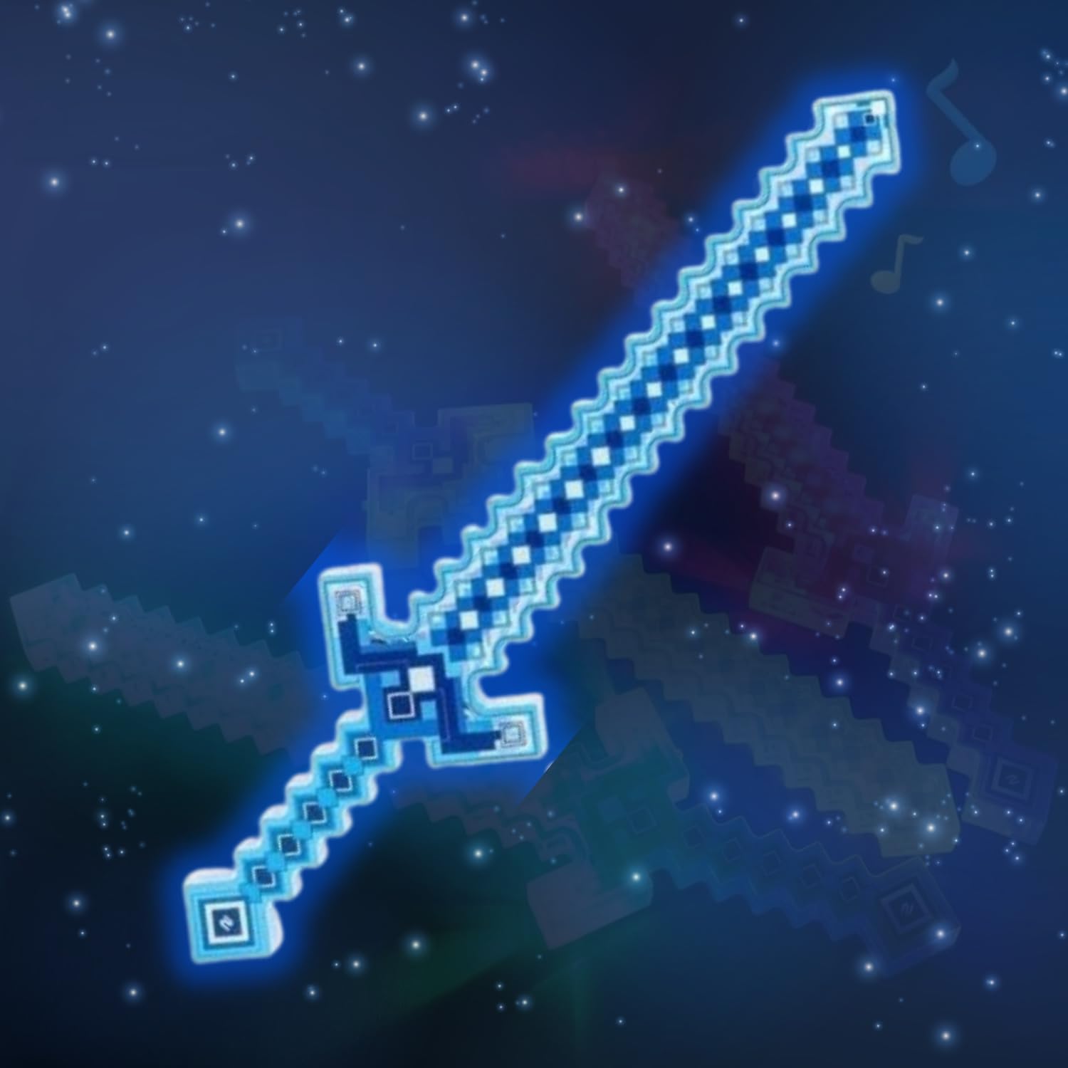Pixel Light-Up LED Sword Toy with Sound, Gaming-Style Glow Sword, 50cm, for Kids Age 5+ Blue (BLUE)