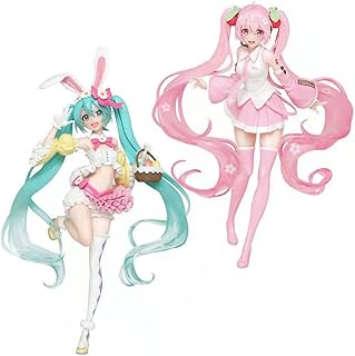SBCX 2-Pack Anime Hatsune Miku Action Figure, Figurine Decoration Collectibles Ornament, Rabbit Ear PVC Figure Toy Kids Toy, Pink Sakura Miku Figure Toy