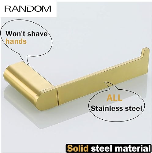 Miniatura 5 de RANDOM Portarrollos de papel higiénico de oro cepillado, accesorios de hardware de baño SUS 304 de acero inoxidable moderno soporte de rollo de