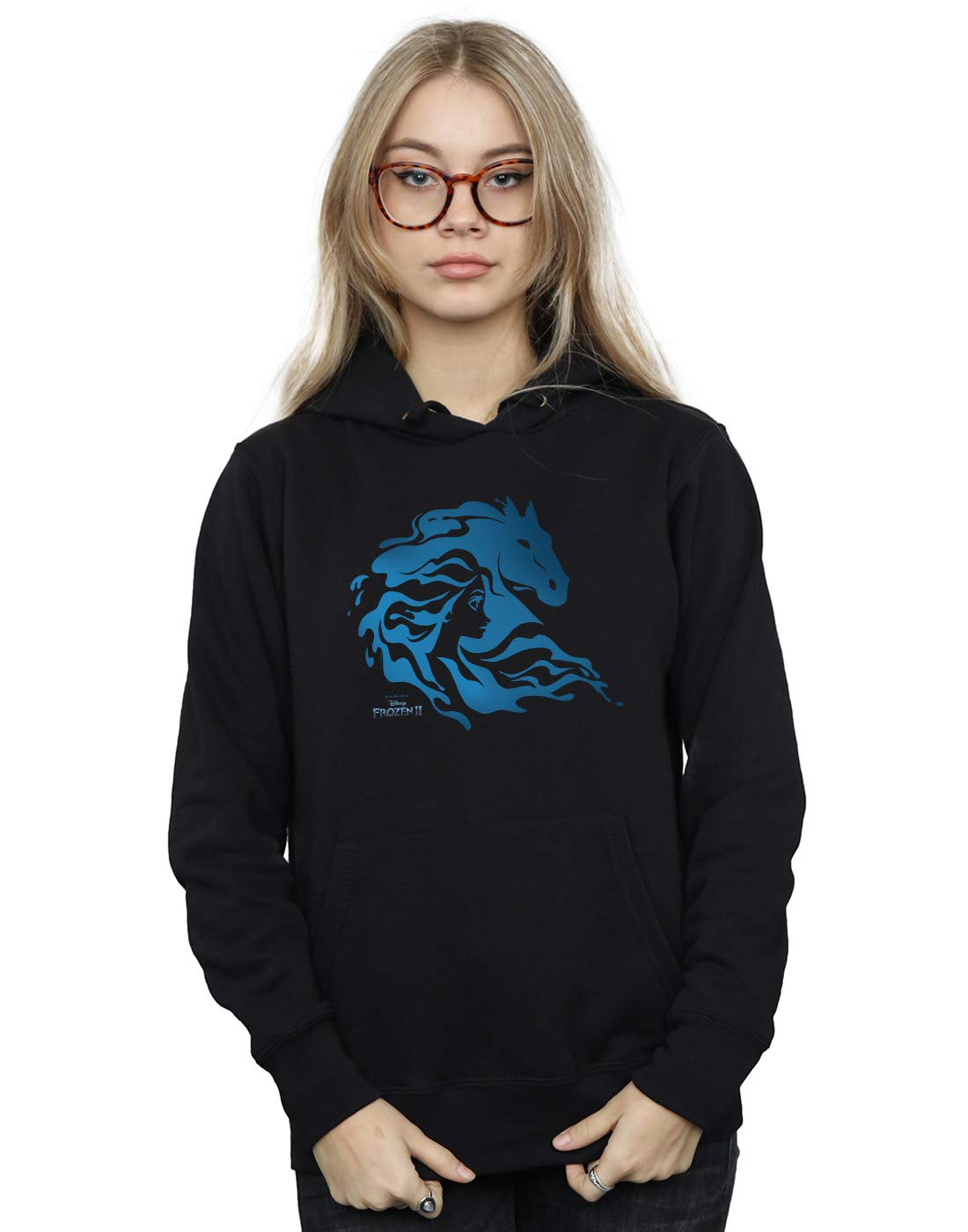Absolute Cult Women's Black Disney Frozen 2 Nokk Silhouette Hoodie Large