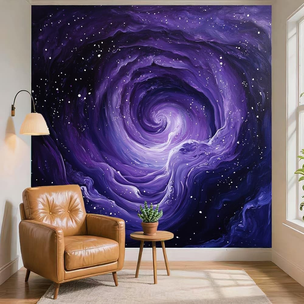 Panoramiczna fototapeta 3D Vortex gwiaździste niebo płyn plakat tapeta z włókniny fioletowa, panoramiczny gobelin do salonu, dekoracja ścienna biuro pokój dziecięcy 350x256 cm