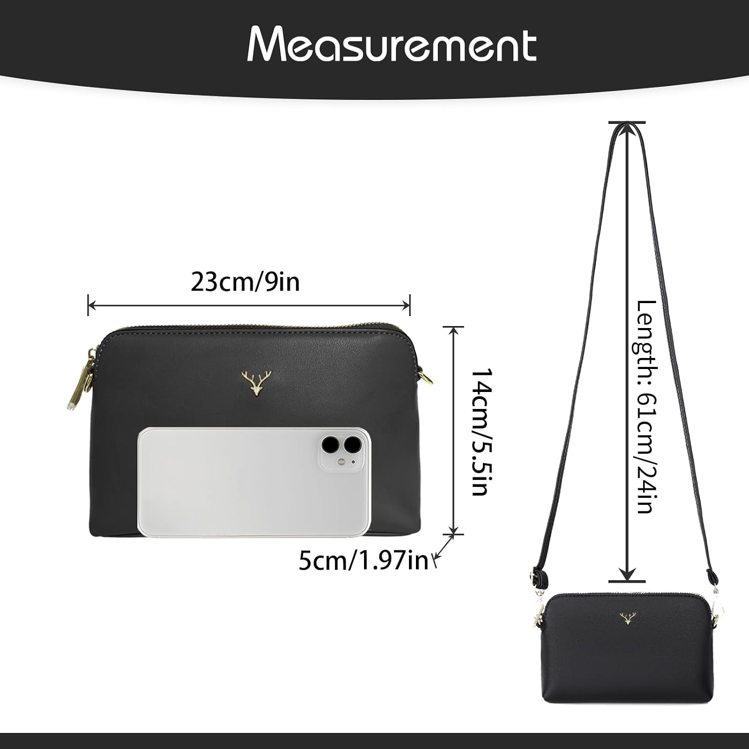 Crossbody Bag for Women, Vegan Leather Women Crossbody Purse Small Shoulder Handbags, Ladies Wristlet Clutch