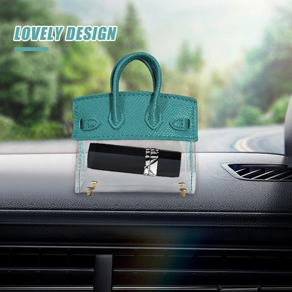 Mini Creative Handbag Car Key Case, Exquisite Transparent Key Chain Holder Bag, Cute Key Fob Keychain Case Small Handbag for Woman Girl (Blue)
