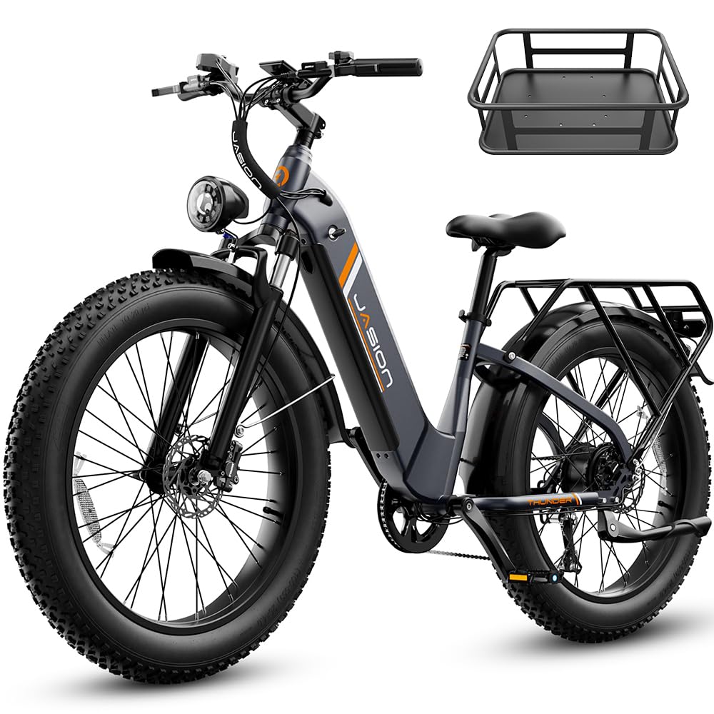 Jasion Thunder Electric Bike,1800W Peak Ebikes for Adults,26''Fat Tire Best Ebike for Men,80 Miles with 864Wh Battery,30+MPH Max Speed Bicycles,400LB Capacity,Certified by UL2849