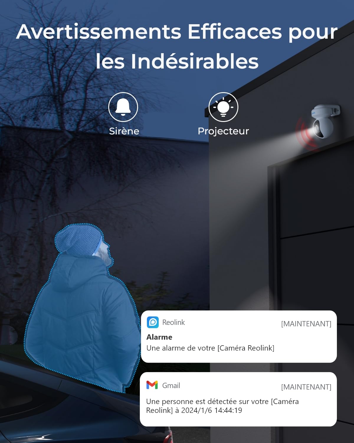 Reolink 4K Wi-FI, 4 caméras WiFi extérieures, Détection Intelligente