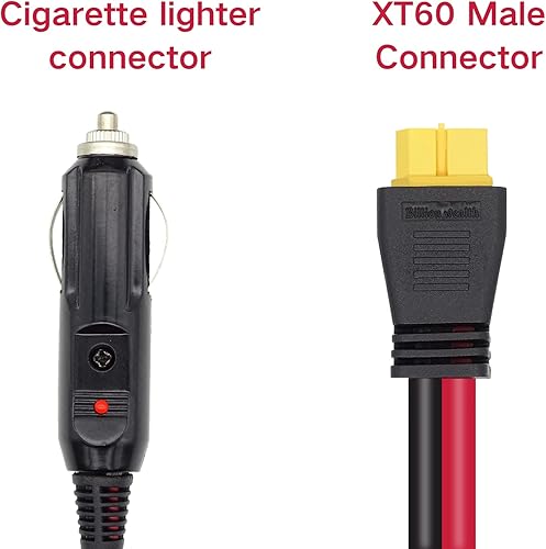 Miniatura 3 de Enchufe de cigarrillos de 10 pies a conector XT60 de 14 AWG de cobre puro de 24 V12 V, enchufe para encendedor de cigarrillos para panel solar,