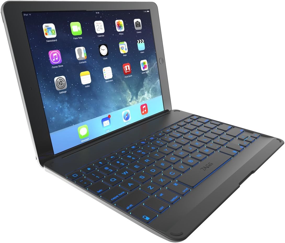 ZAGG Cover with Backlit, hinged, Bluetooth keyboard for iPad Air 1 - Black