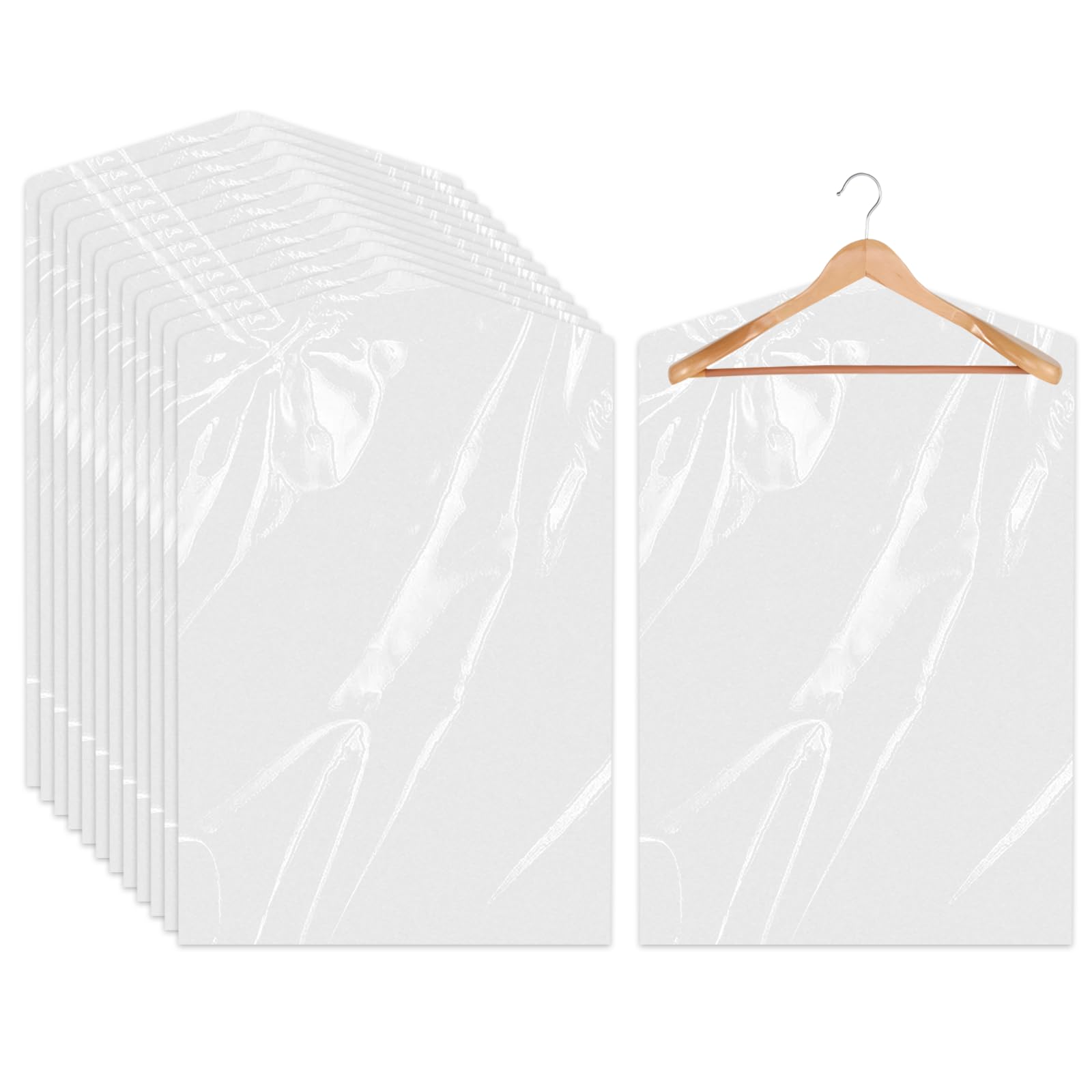 Sliverdew 20 Pack Transparent Garment Covers 55x80 cm Plastic Suit Covers Garment Bags for Hanging Clothes Dust-proof Clothes Covers for Children's Clothing โ image 1