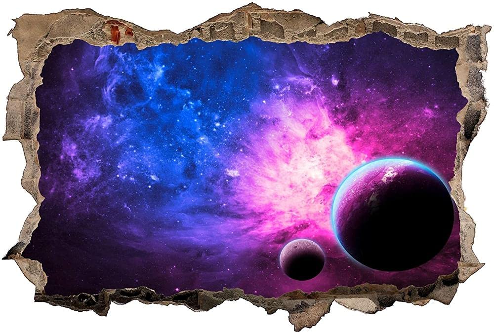 Calcomanía de Pared 3D Espacio del universo Agujero Etiqueta de La Pared Adhesivos de Pared para Interior Hogar Sala de Estar Decoración de Oficina 80x120cm