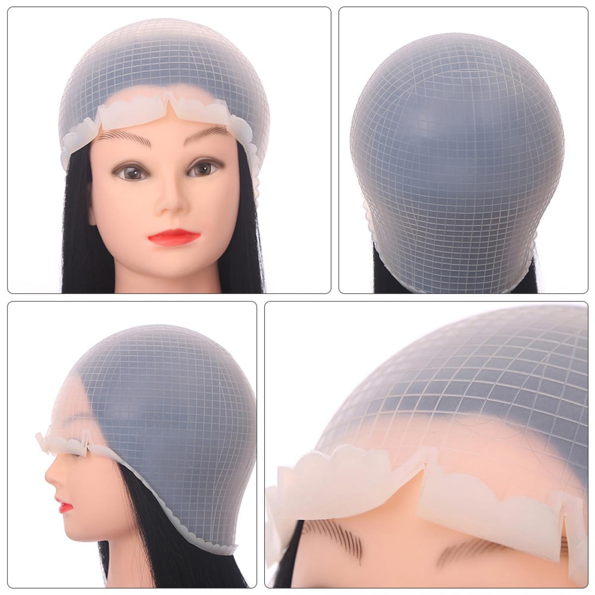 BETOOKY Gorro de Silicona para Mechas Profesional 2 Piezas con Aguja para Teñir el Cabello, Herramienta para Reflejos y Teñido, Accesorio Reutilizable para Peluquería y Cuidado del