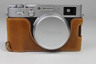 X100V Case, BolinUS Handmade PU Leather Half Camera Case Bag Cover Bottom Opening Version for Fujifilm Fuji X100V with Hand Strap (Brown)