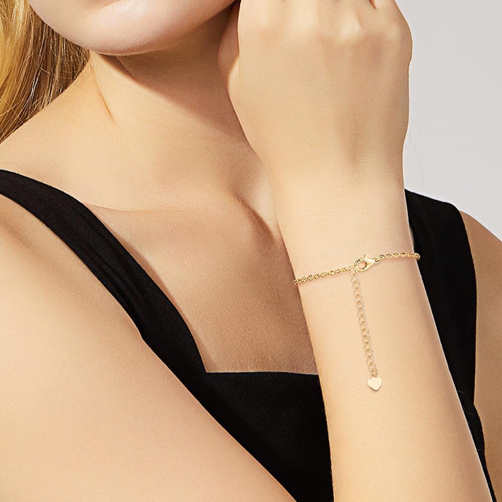 Beebeecraft 40Pcs Heart Necklace Extender 18K Gold Plated 5.3cm Golden Chain Extension with Heart Charm Tabs for Jewelry Making Bracelet DIY Craft Findings