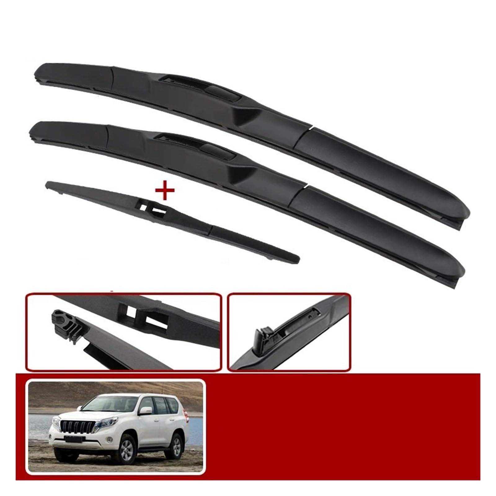 Set di spazzole tergicristallo Anteriori e Posteriori da 26"+20"+12" per Toyota Prado J 150 J150 2009-2020